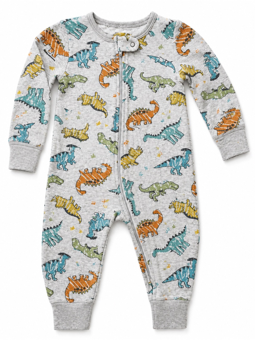 Kids Headquarters Grey Dinosaur Zip-Front One-Piece